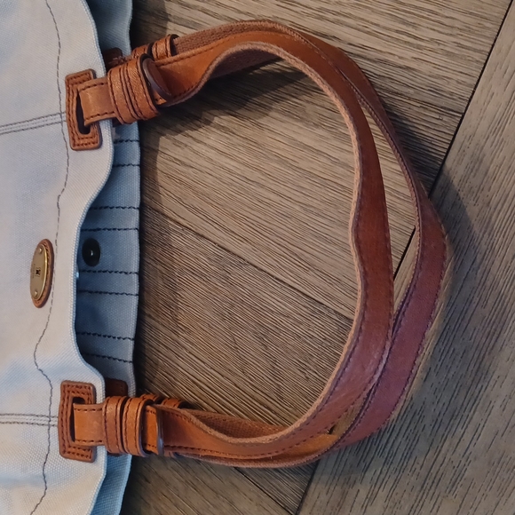 Fossil Taupe Canvas Embellished Circles Squares Tote Bag - Picture 16 of 16